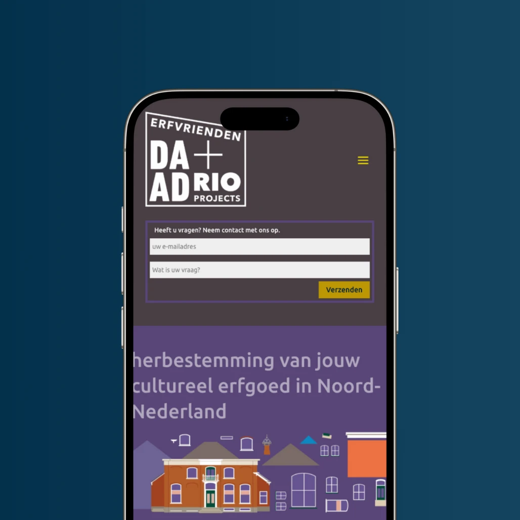 Mobiele weergave van de website van De Erfvrienden