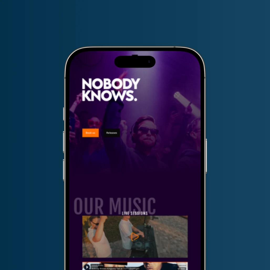 Mobiele weergave van de website van Nobody Knows