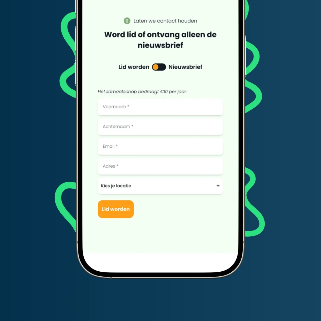 Tweede mobiele weergave van de website van Zonnedorpen