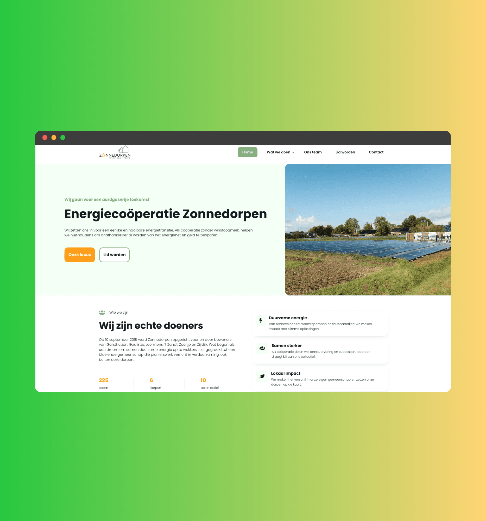 Een energieke website voor energiecoöperatie Zonnedorpen