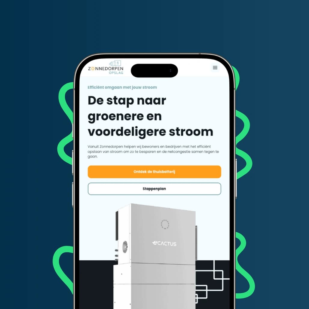 Mobiele weergave van de website van Zonnedorpen Opslag